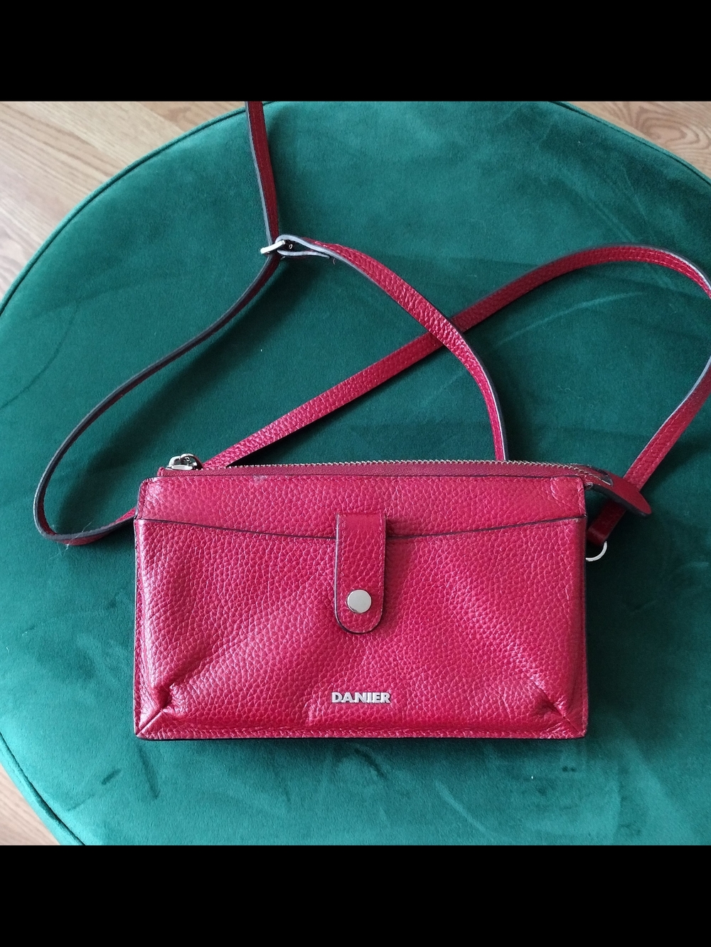 Danier Dark Red Leather Crossbody Mini  Bag